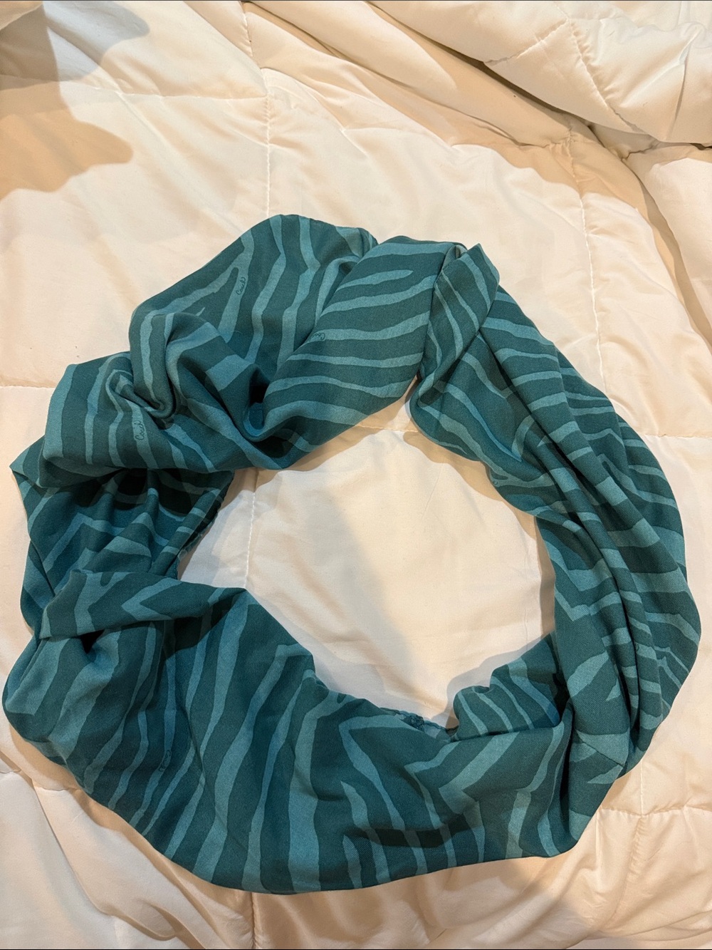 Coach Teal Striped Infinity Scarf
